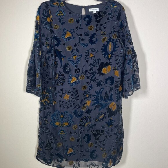 Carolina Belle Dresses & Skirts - Carolina Belle Montreal Womens Tunic Style Dress Size 4 Black Blue Velvet Floral